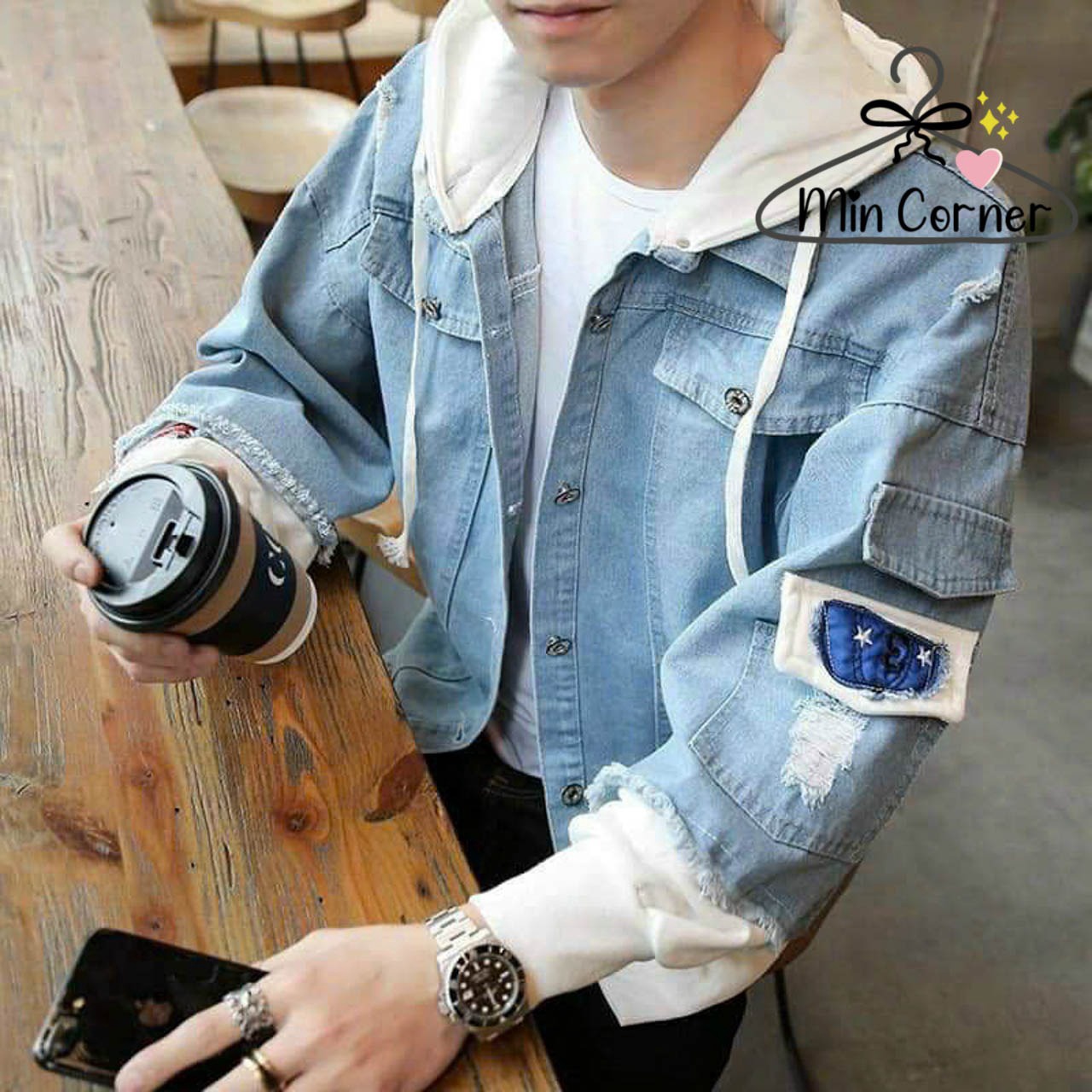 áo Khoác Jean Unisex Nam Nữ, Phối Nón Nỉ Cao Cấp Mak3 – Min Corner