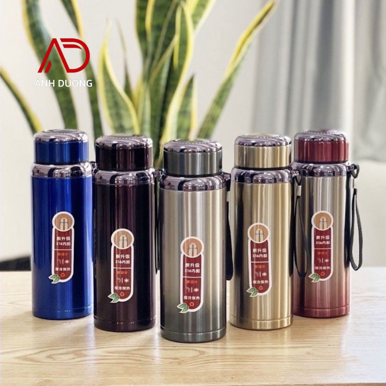 Bình Giữ Nhiệt Nóng Lạnh 600ml Chất Liệu Thép 316 Không Rỉ Lõi Inox 304 Ad092 – ánh Dương