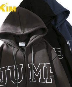 áo Khoác Nỉ Ngoại Unisex Dây Kéo Có Nón Chất Dày Dặn Chữ Jump – Kim
