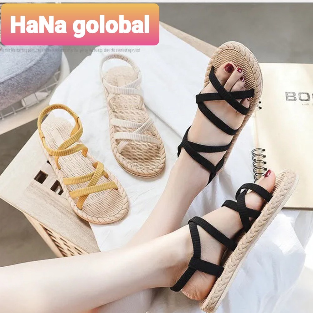 Dép Sandal Nữ Giả Cói Thời Trang đi Biển đế Bằng Chống Trượt – Hana Global