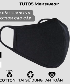 Khẩu Trang Vải Dệt Kim 2 Lớp Kháng Khuẩn Cao Cấp Công Nghệ Nhật Bản Trắng, đen Tái Sử Dụng 30 Lần Kty1001- Tuto5