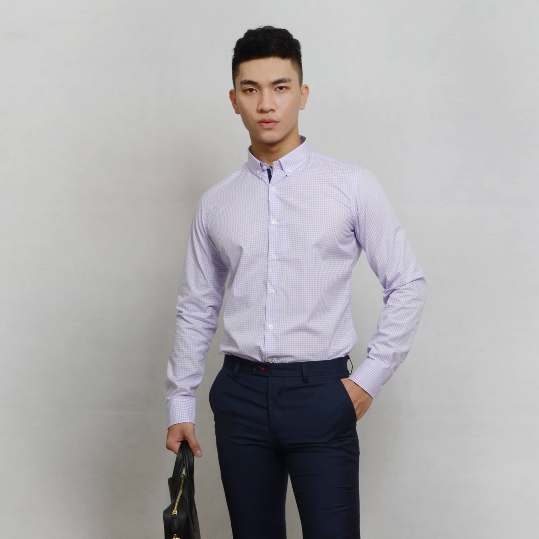 áo Sơ Mi Kẻ Caro Nam Công Sở Dài Tay Cao Cấp đẹp Slim Fit Buton Down Shirt Chống Nhăn đỏ, Tím, Trắng – Tuto5