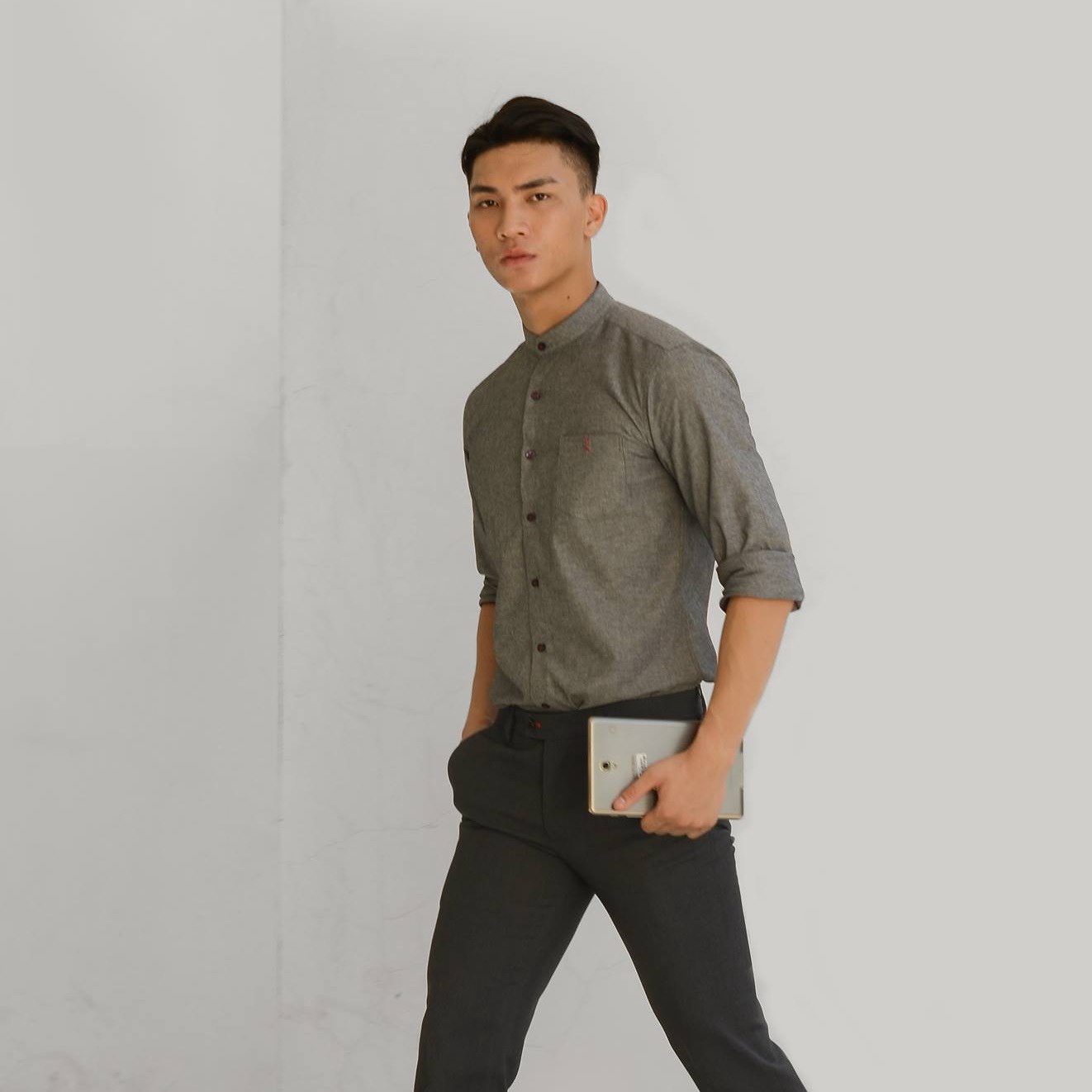 áo Sơ Mi Cổ Tàu Nam Tuto5 Menswear Công Sở Hoạt Tiết Cao Cấp Slim Fit Collar Shirt Premium Chống Nhăn – Tuto5