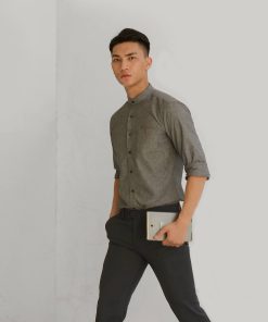 áo Sơ Mi Cổ Tàu Nam Tuto5 Menswear Công Sở Hoạt Tiết Cao Cấp Slim Fit Collar Shirt Premium Chống Nhăn – Tuto5