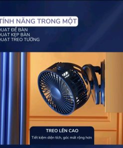 Quạt Kẹp Bàn, Du Lịch, Treo ô Tô Sạc Tích điện Xoay 720 độ – Hana Mart