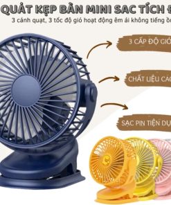 Quạt Kẹp Bàn, Du Lịch, Treo ô Tô Sạc Tích điện Xoay 720 độ – Hana Mart