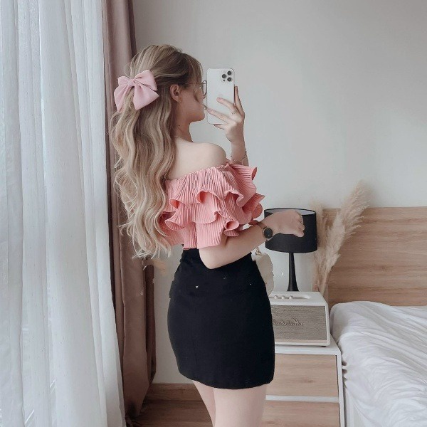 Set áo Dập Ly Có Mút Ngực Kèm Chân Váy T678 – Aine
