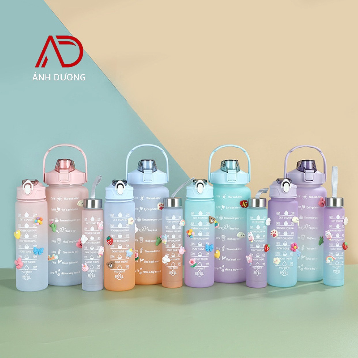 Set 3 Bình đựng Nước Mẹ Con Dung Tích 2000ml, 900ml, 300ml Tiện Lợi 3in1 Ad146 – ánh Dương