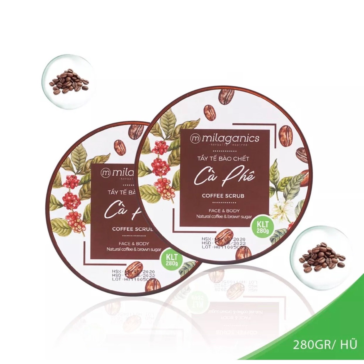 Cpmbo 2 Tẩy Tế Bào Chết Body & Mặt Scrub Coffee Whitening (280g/hũ) – Milaganics