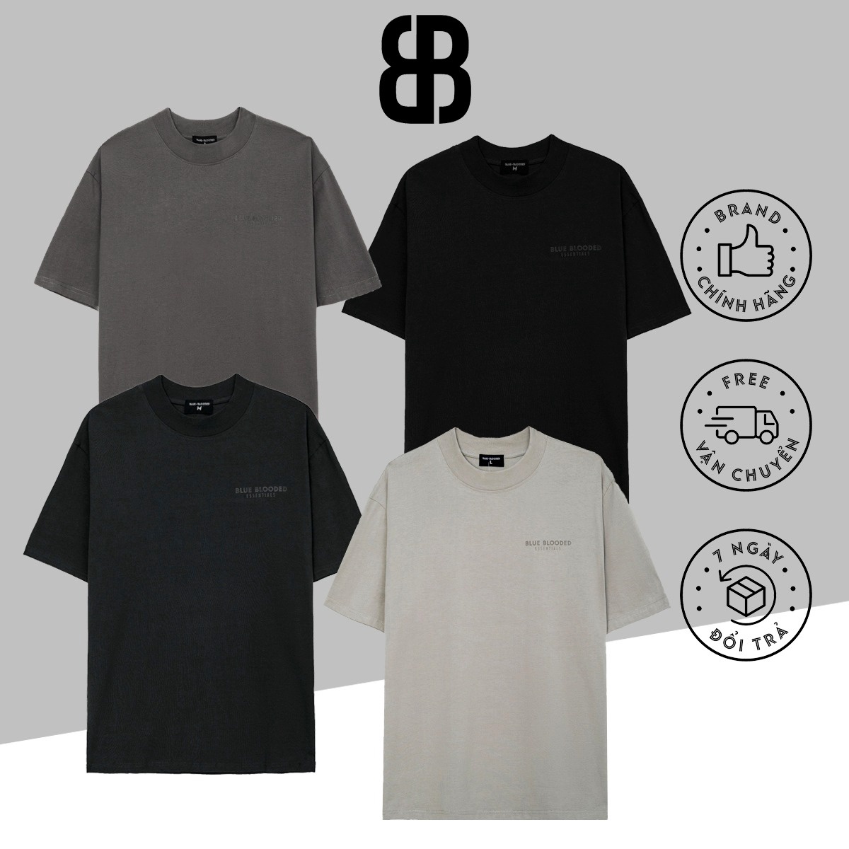 áo Thun Local Blue Blooded Unisex,cổ Cao, Form Rộng, Cotton Thoáng Mát