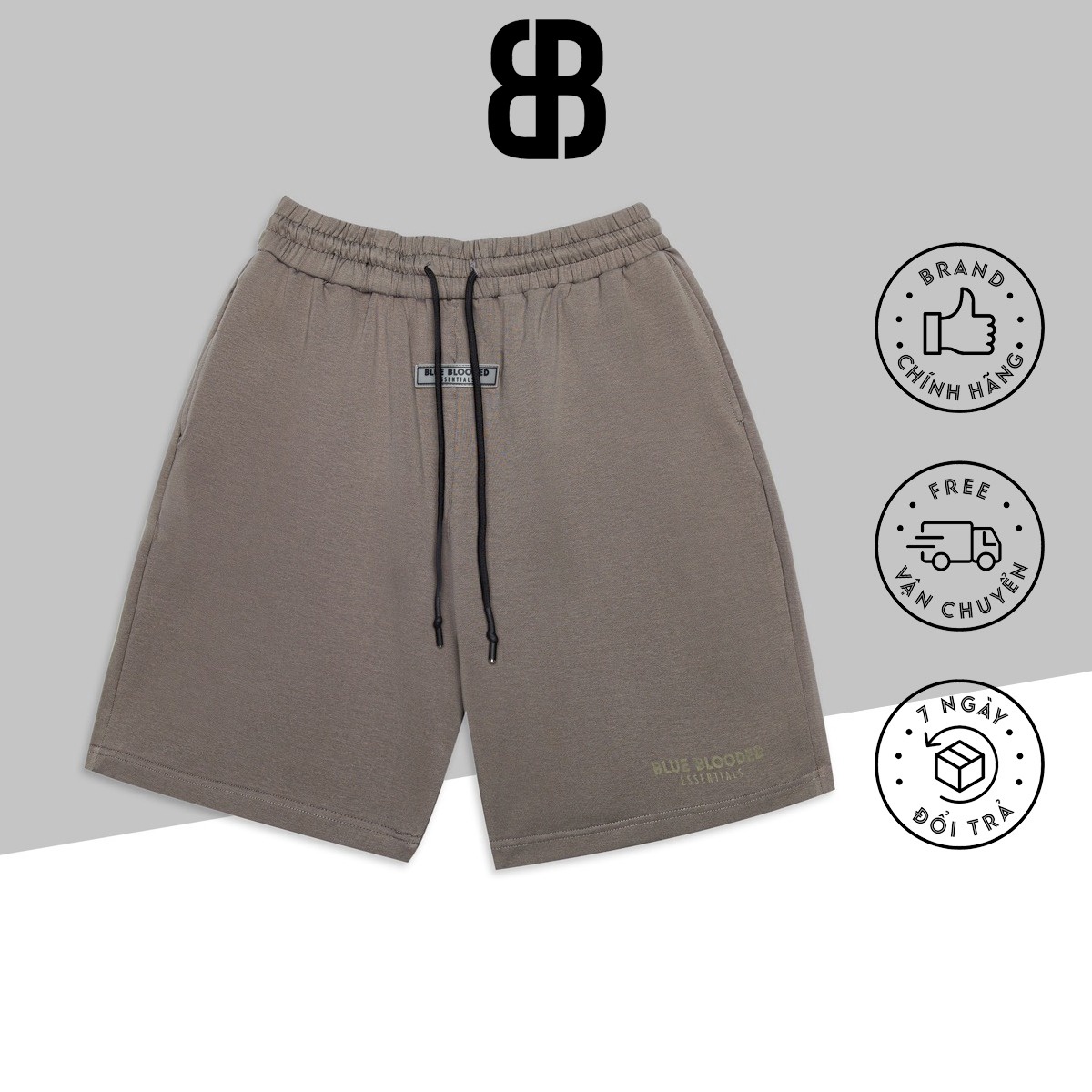 Quần Short Nỉ Da Cá Essentials Unisex, Quần Thể Thao Blue Blooded, Co Dãn Thấm Hút Mồ Hôi
