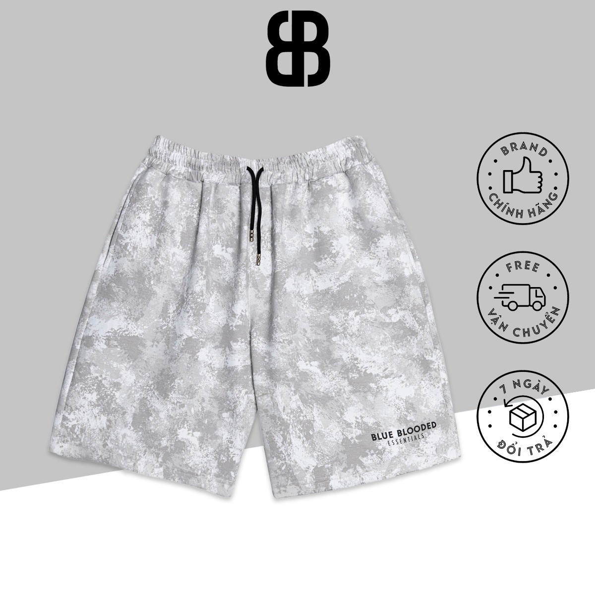 Quần Short Nỉ Unisex Nam Nữ Cotton, Quần đùi Co Dãn 4 Chiều Thoáng Mát, Blue Blooded