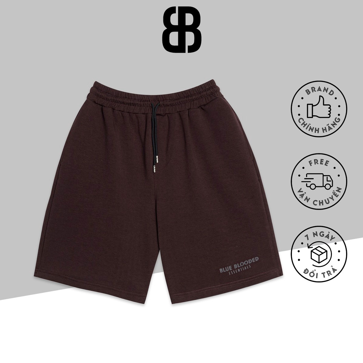 Quần đùi Nỉ Cotton, Quần Short Unisex Nam Nữ, Co Dãn 4 Chiều Thoáng Mát, In Blue Blooded