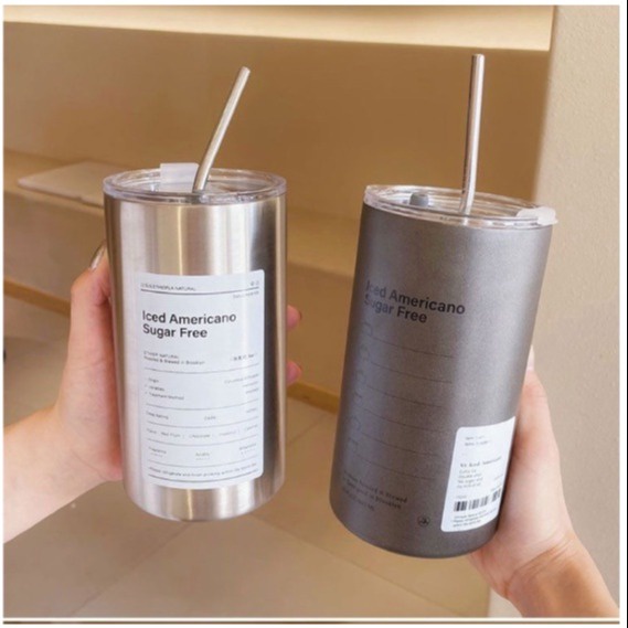 Cốc Uống Nước Iced Americano Inox 304, Có ống Hút Ly Uống Coffee 600ml, Bình đựng Nước Giữ Nhiệt Inox 304 Gd020 – Lady’s Passion