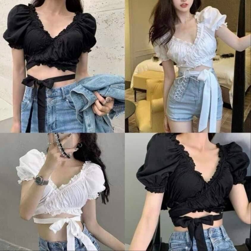 áo Kiểu Voan Cột Eo Dáng Croptop – Lê Phương Boutique