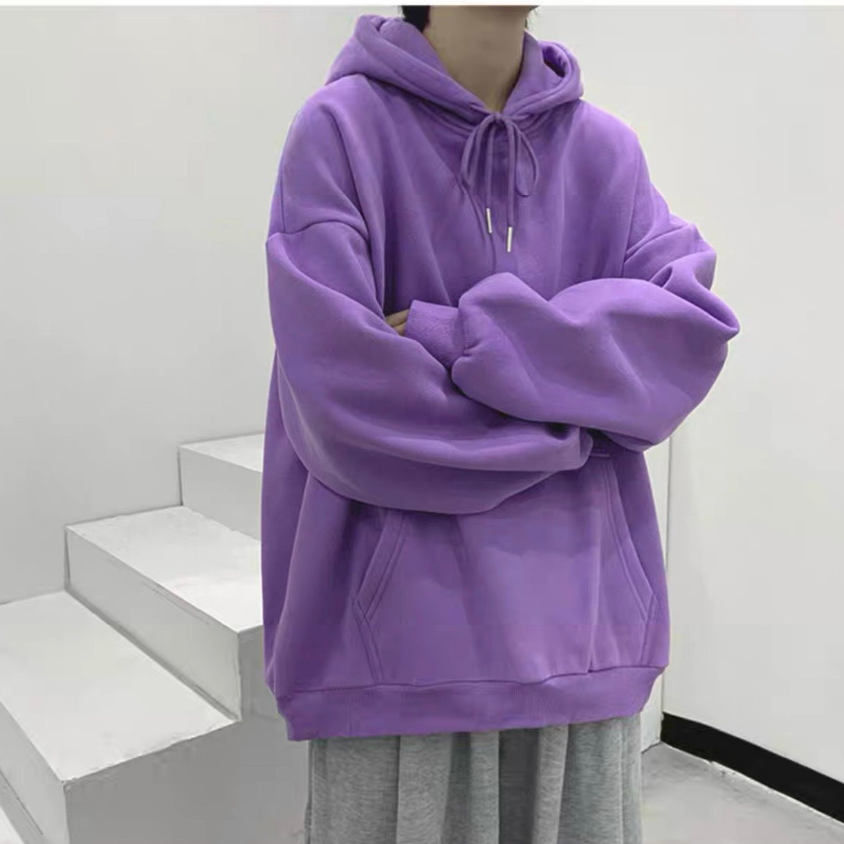 áo Hoodie Nỉ Bông Trơn Form Rộng Nam Nữ Có Mũ Cao Cấp – Htm Fashion