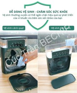 Quạt điều Hòa Phun Sương, Quạt điều Hòa Hơi Nước để Bàn Kèm đèn Led 7 Màu Ctb196 – Bechip