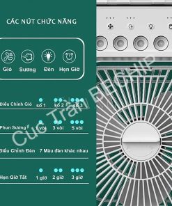 Quạt điều Hòa Phun Sương, Quạt điều Hòa Hơi Nước để Bàn Kèm đèn Led 7 Màu Ctb196 – Bechip