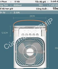 Quạt điều Hòa Phun Sương, Quạt điều Hòa Hơi Nước để Bàn Kèm đèn Led 7 Màu Ctb196 – Bechip