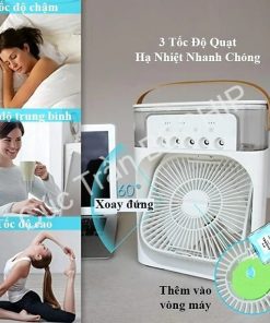 Quạt điều Hòa Phun Sương, Quạt điều Hòa Hơi Nước để Bàn Kèm đèn Led 7 Màu Ctb196 – Bechip