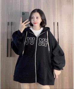 áo Khoác Nỉ Hoodie Form Rộng Mũ 2 Lớp Unisex Nam Nữ Chữ Jump