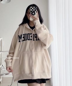 áo Khoác Nỉ Hoodie Form Rộng Mũ 2 Lớp Chất Nỉ Cotton Chữ Diem