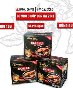 [combo 3 Hộp] Cà Phê Hòa Tan đen đá 2in1 Bổ Sung Nấm Linh Chi Và đông Trùng Hạ Thảo Hộp 10 Gói X 16gr – Napoli Coffee