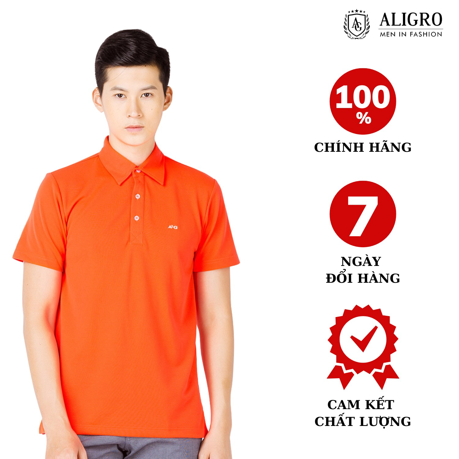 áo Polo Nam Cotton Màu Cam – Aligro