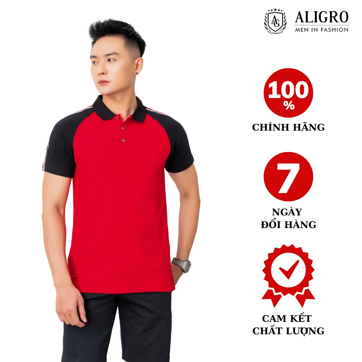 áo Polo Nam Ngắn Tay Cotton Phối Màu Sang Trọng Algplo51 – Aligro