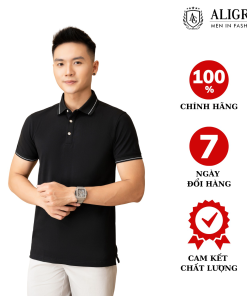 áo Polo Nam đen Trơn Algplo74 – Aligro