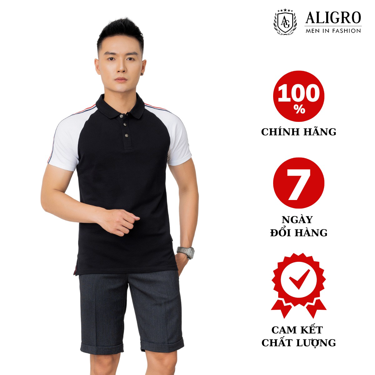áo Polo Nam Cotton Phối Màu Sang Trọng Algplo52 – Aligro