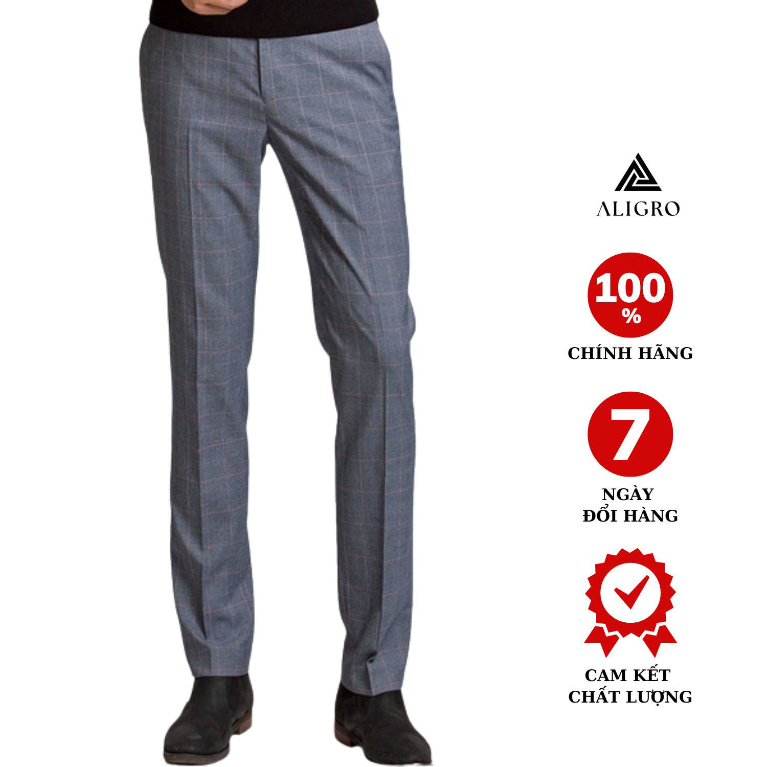Quần âu Kẻ Caro To Brown Algo1025 – Aligro