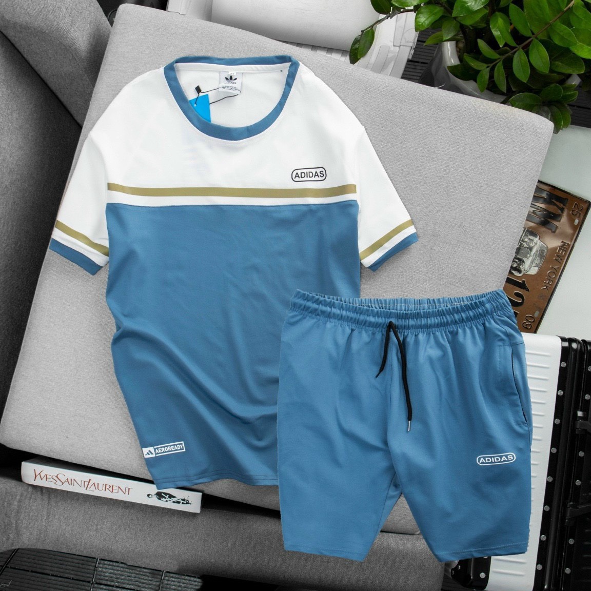 Bộ Thể Thao Nam Cổ Tròn Cộc Tay Vải Cotton Cá Sấu Cao Cấp In Adidas – Men’s Style
