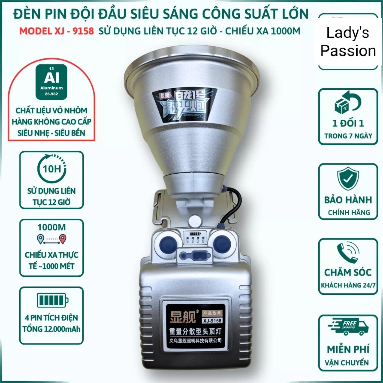 đèn Pin đội đầu Siêu Sáng Bản Cao Cấp Nhất Xj-9158, Chiếu Xa1000m Chống Nước, Pin Trâu Sử Dụng 8 đến10 Tiếng Gd040 – Lady’s Passion