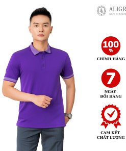 áo Polo Nam Chất Liệu Cotton Màu Tím Algplo27- Aligro