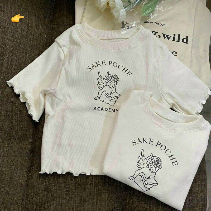 áo Thun Nữ Croptop Cổ Tròn Tay Ngắn Sake Poche – Ausa House