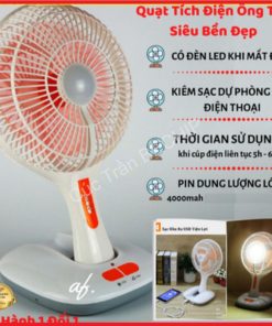 Quạt Tích điện ông Tây Kèm đèn Led, Có Thể Gấp Gọn Ctb207 – Bechip