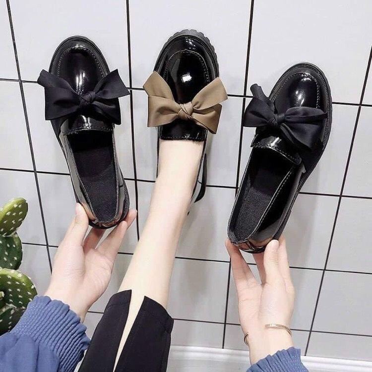 Giày Búp Bê Mũi Tròn Giày đốc Nữ Màu Trơn Gắn Nơ Phong Cách Hàn Quốc 94 – Larita Fashion