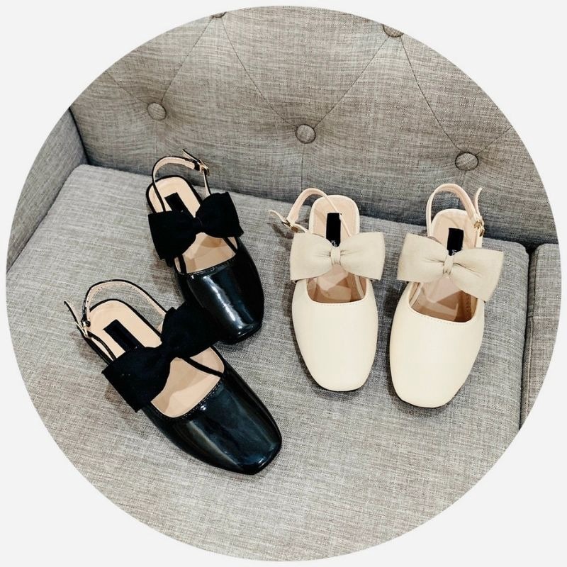 Giày Búp Bê Nữ Tiểu Thư Nơ Da Bóng Hottrend 640 – Larita Fashion
