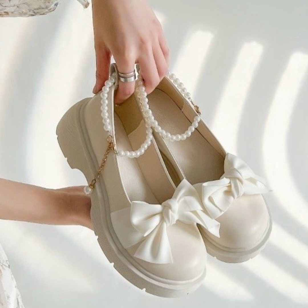 Giày Nữ Meryjanes (from To Lùi 1 Size), Giày đốc Nữ Mềm Phối Nơ Ngọc Tiểu Thư 441 – Larita Fashion