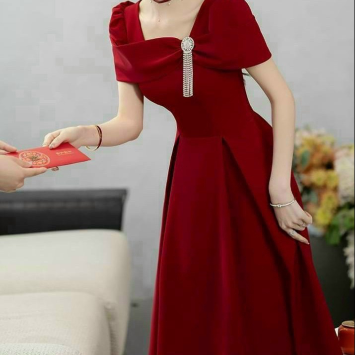 đầm Xòe Rộng Tay Phồng Kèm Phụ Kiện, Umi Kèm đá V993h – Aine