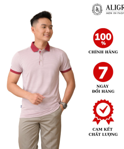 áo Polo Nam Ngắn Tay Chất Liệu Cotton Cao Cấp Hoạ Tiết Kiểu Dệt Chữ V Màu đỏ Algplo77 – Aligro