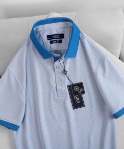 áo Polo Nam Ngắn Tay Aligro Chất Liệu Cotton Cao Cấp Hoạ Tiết Kiểu Dệt Chữ V Màu Xanh Algplo78 – Aligro