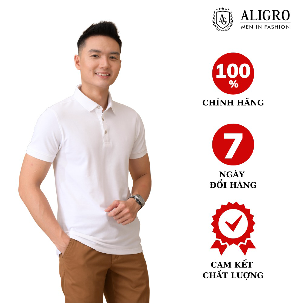 áo Polo Nam Ngắn Tay Màu Trẵng Chất Liệu Cotton Cơ Bản Sang Trọng, Dễ Phối đồ Algplo76 – Aligro