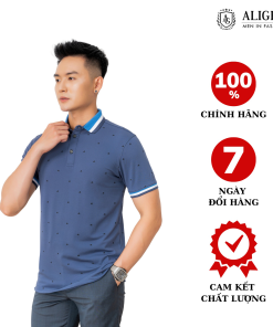 áo Polo Nam Ngắn Tay Aligro Chất Liệu Cotton Hoạ Tiết Bàn Là Bắt Mắt, Co Giãn 4 Chiều, Thấm Hút Tốt