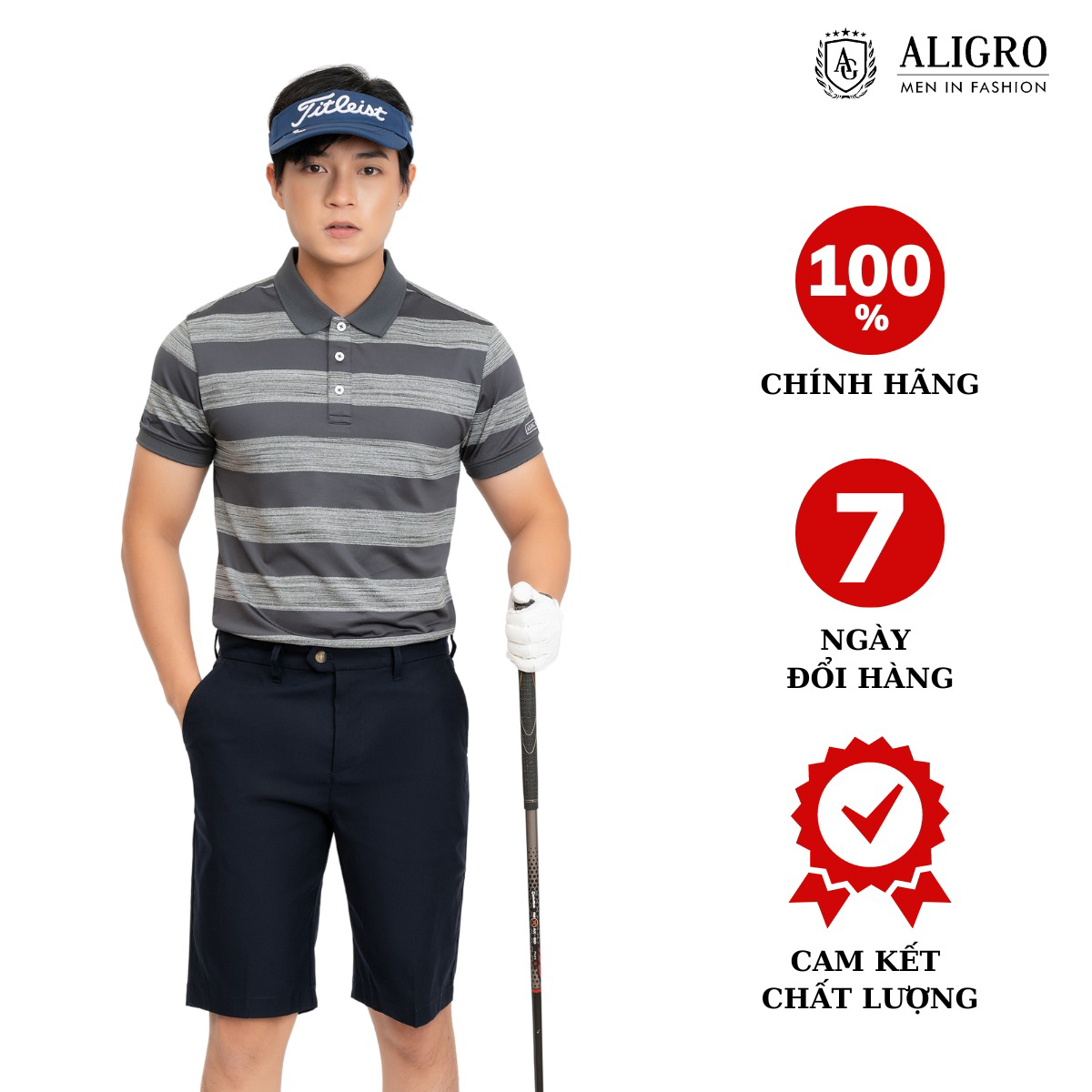 áo Polo Nam Ngắn Tay Algplo57 Chất Vải Coolmax Hoạ Tiết Kẻ Ngang, Nhẹ, Mềm Mại Trên Da, Thấm Hút ưu Việt – Aligro