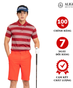 áo Polo Nam Ngắn Tay Màu đỏ Algplo55 Chất Vải Coolmax Hoạ Tiết Kẻ Ngang, Nhẹ, Mềm Mại Trên Da, Thấm Hút ưu Việt – Aligro