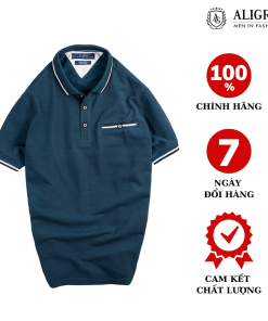 áo Polo Nam Ngắn Tay Màu Xanh Két Chất Liệu Cotton Mềm, Mát, Thấm Hút Algplo40 – Aligro