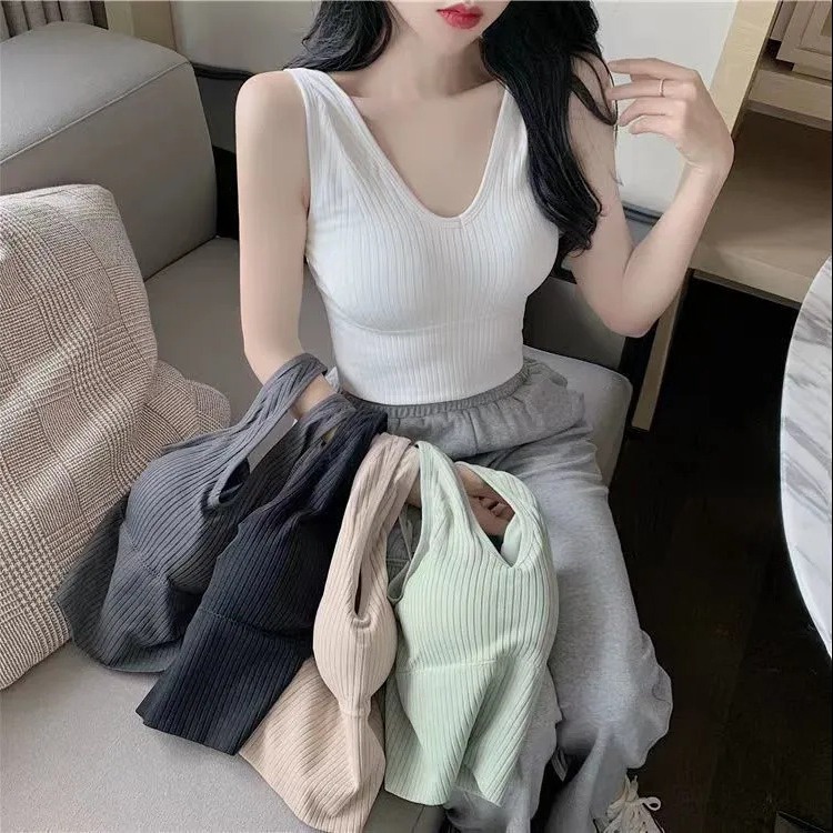 áo Lót Nữ Bra Tập Gym Thể Thao Len Tăm Hàn Kết Hợp Với Vest Khoác Ngoài Thanh Lịch 323 – Larita Fashion
