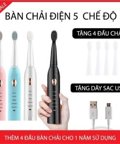 Bàn Chải điện Tự động Electric Toothbrush đánh Răng 5 Chế độ Hàng Cao Cấp, Tặng Kèm Cáp Sạc Và 4 đầu Chải Sử Dụng Trong 1 Năm Gd055 – Lady’s Passion